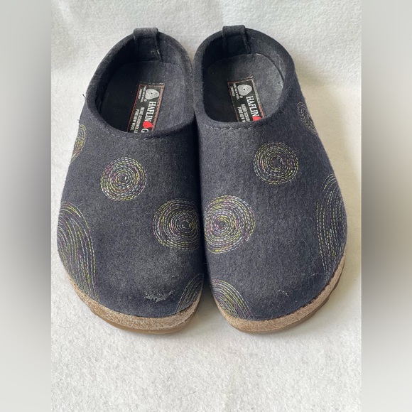 Haflinger Women’s Spirit Blue Wool Slippers - EU37 - US6 - Picture 4 of 9
